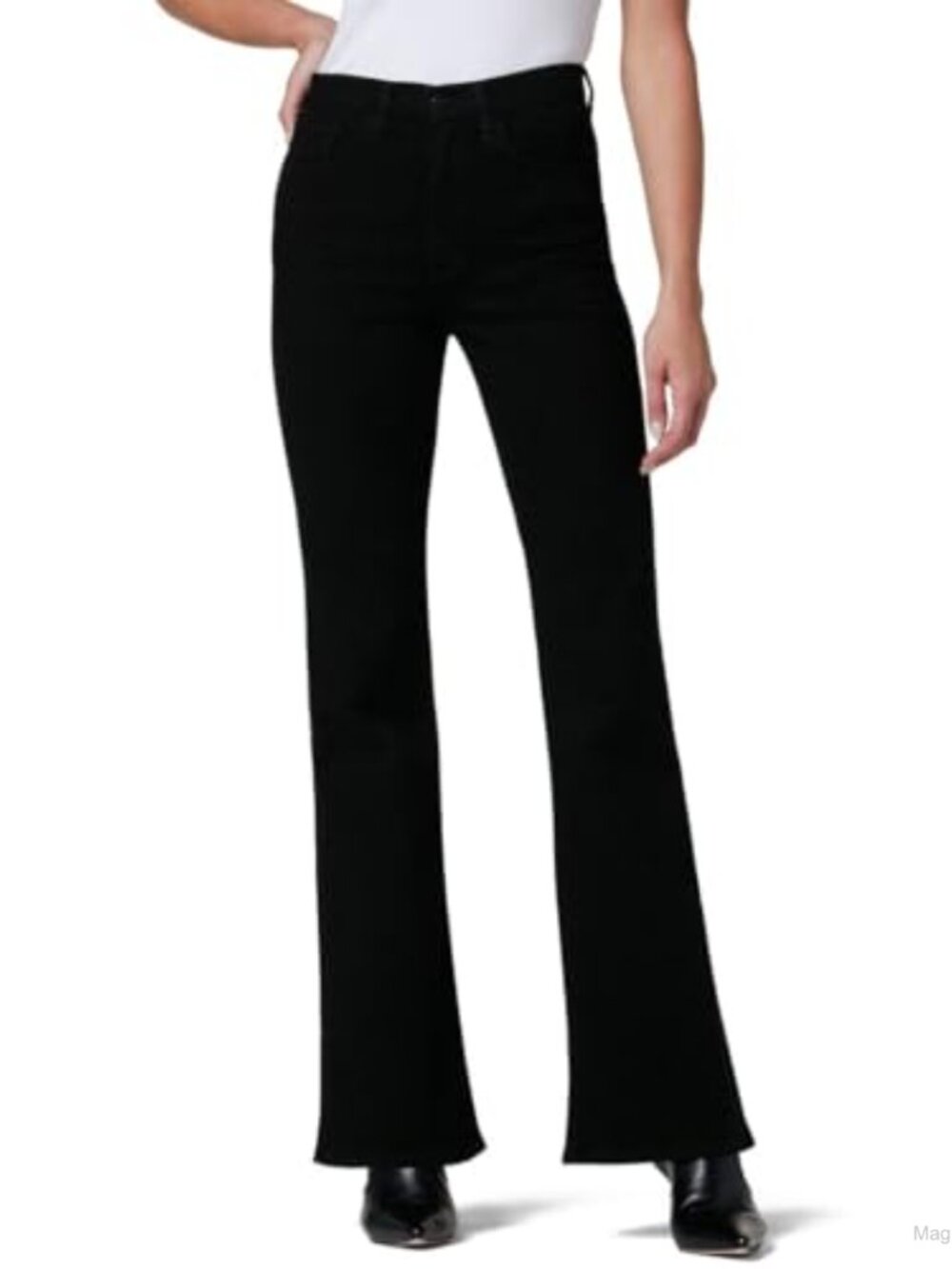 High Rise Flare Jeans Stretch Denim 5 Pocket Button Fly
